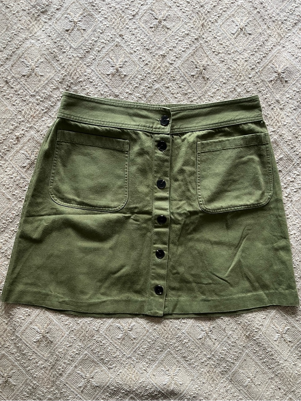 Madewell Olive Green Button Front Mini Skirt Size 10